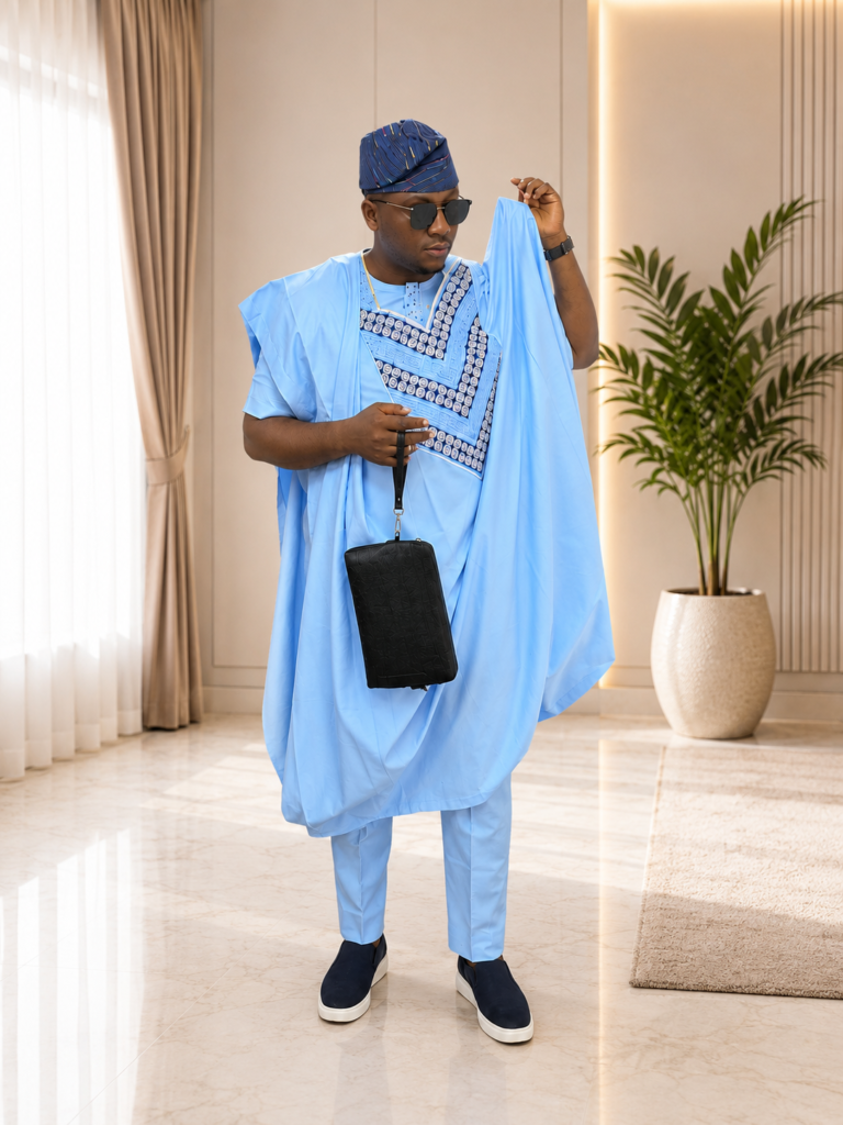 sky blue Agbada design